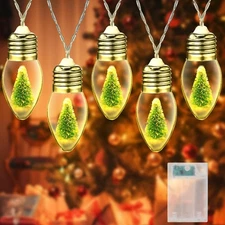 13ft Christmas Snow Globe String Lights with Tree 20 LED Fairy Bulb Lights Ch...