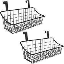 2 Pack Over Cabinet Door Basket with Hook Grid Storage Basket Kitchen Organizer