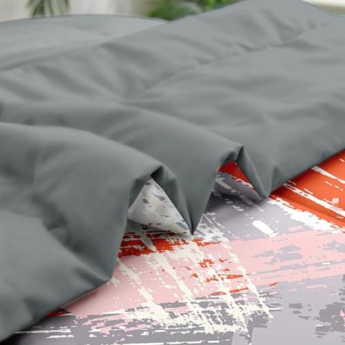 Comforter Set Size, Urban Graffiti Orange Grey 7 Pcs Queen Abstract Paint - Picture 5 of 6