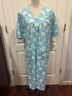 Women Short Sleeve Duster Housecoat w/side Pockets Blue W/hearts Sz 2XL 41"x25"