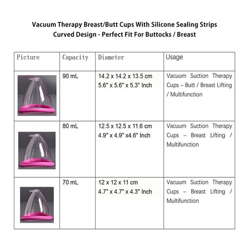 70ML-90ML Breast Enhance Cup Butt Lifting Cup For Vacuum Therapy Beauty Machine - Picture 3 of 15
