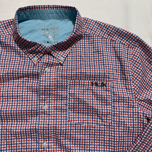 Huk Performance Fabrics Shirt Mens Large Long Sleeve Button Down Check - Picture 3 of 9