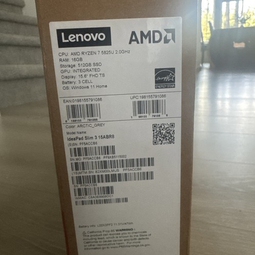 Lenovo IdeaPad Slim 3 15,6" FHD Touch AMD Ryzen 7-5825U 16GB RAM 512GB SSD NEU - Bild 3 von 3