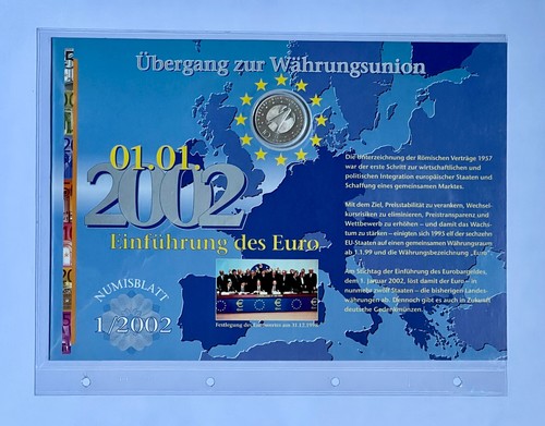 numisblatt 10 euro Gedenkmünze 1/2002 Übergang zur Währungsunion - Bild 2 von 2
