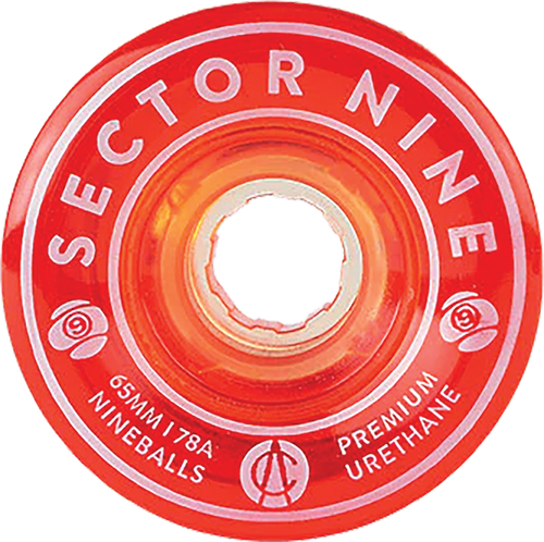 SECTOR 9 NINEBALLS 65mm 78a CLEAR RED WHEELS SET