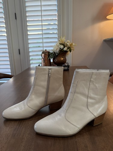 Giorgio Brutini Men’s Ivory Leather Ankle Boots Cuban 2” Heel Side Zip Size 8.5W - Picture 3 of 13