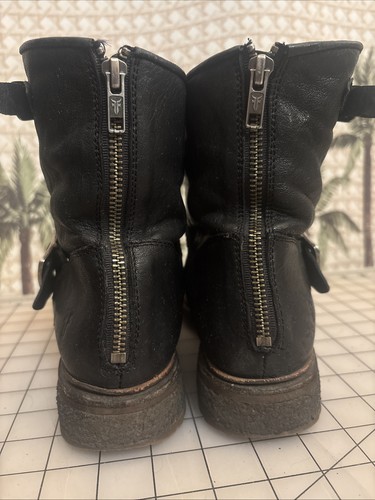 FRYE Valerie Black Soft Leather Shearling Lined Buckle Boots 3475016 Womens 7 B - Picture 6 of 22