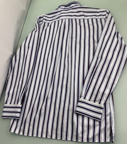 Canali Camicia Uomo Media M Manica Lunga Bottoni Made In Italy Blu Marrone - Foto 3 di 7