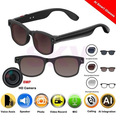 2026 Classic AI Smart Glasses 8MP Camera Waterproof Bluetooth Call Playing