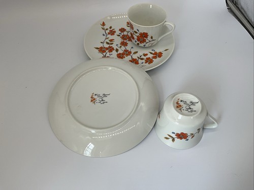 2 Vtg 1976 “Winter Dog Wood” By Saltera, Japan Snack Plates & Cups - Picture 4 of 5
