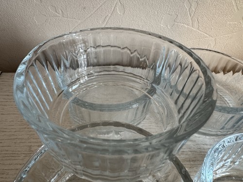 6er Set Vintage Pyrex klar gewellter Rand Puddingbecher Auflaufförmchen 9,5 cm - Bild 3 von 7