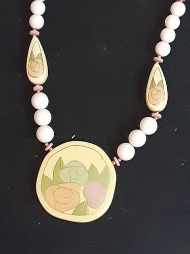Vintage Japanese necklace beads flowers JEWELRY beautiful - Picture 3 of 6