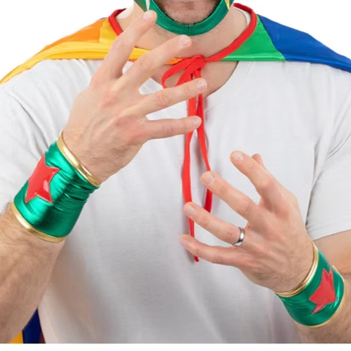 Mexican Wrestler Mask & Cuffs Set~Rey Mysterio Style~Wrestling Fancy Dress~New - Picture 3 of 5