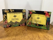 2 Vintage Hand Painted Resin  3D Picture Frames  5”x7”.   American Gift Corp.