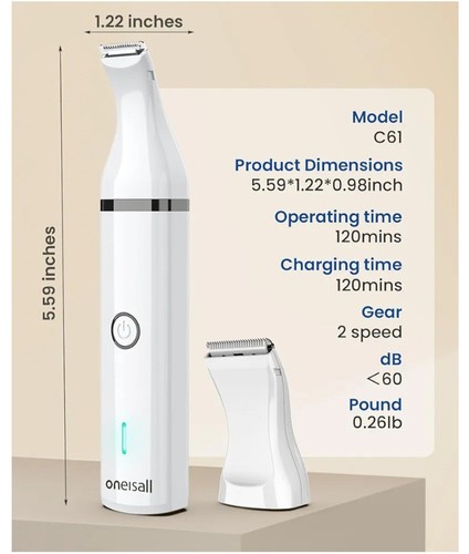 Oneisall Dog Clippers With Double Blades, Cordless Small Pet Hair Grooming... - Picture 8 of 8