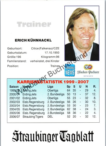 Photopostkarte Erich Kühnhackl Eishockey Trainer Straubing Tigers - Picture 2 of 2
