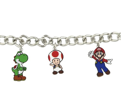 Super Mario Bros Yoshi Luigi Mario Prinzessin Pfirsich Kröte Schmuck Charm Kettenglied - Bild 3 von 5