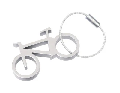 TROIKA Flaschenöffner mit Schlüsselring, Fahrrad– DRAHTESEL – Aluminium – silber - Bild 1 von 4