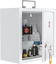 Wall Mount Medicine Cabinet with Key Lock  Handle Locking First Aid Cabinet Loc