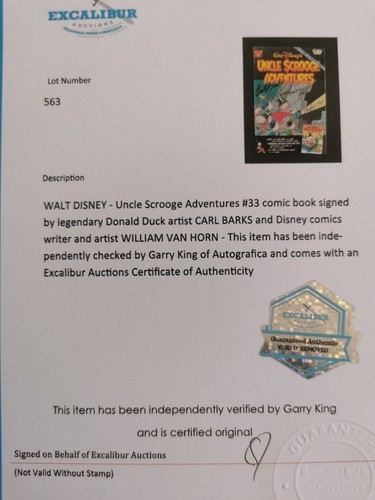 Uncle Scrooge Adventures #33, SIGNED Carl Barks, Wm Van Horn, Geoffrey Blum, COA - Picture 6 of 7