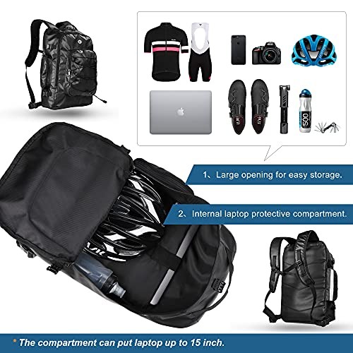 3 in 1 Bike Pannier Bag - Rack Saddle Backpack Rear Seat Shoulder Laptop Black - Bild 4 von 6