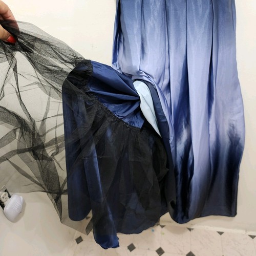 SLNY Ombre Satin Woven Evening Gown Dress Navy Blue Plus Size 14W Sleeveless - Picture 7 of 22
