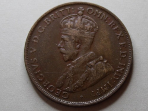 * 1925 PENNY GOOD EXAMPLE AUSTRALIA PREDECIMAL 6 PEARLS SCARCE #BEJ35 - Picture 2 of 10