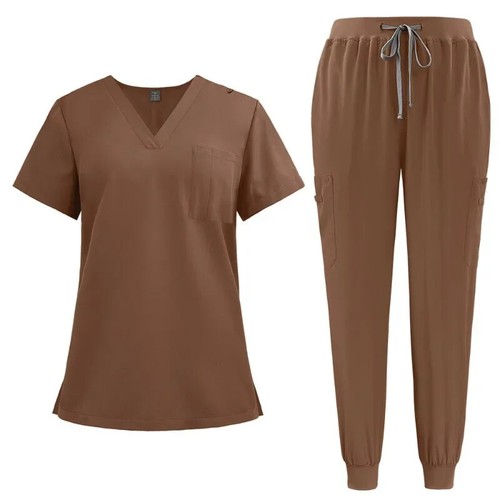 Tute da jogging medico infermiere uniformi scollo a V top tasche pantaloni infermiera scrub set - Foto 22 di 37