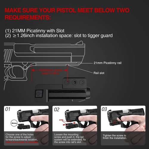 SOLOFISH Low Profile Green Laser Sight Magnetic Rechargeable Picatinny Pistol - Picture 6 of 7