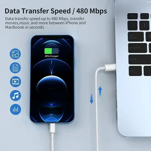 66W PD (Type-C to Type-C) 3FT Fast Charge Cable Compatible With iPhone 15/15 Plu - Photo 5 sur 8