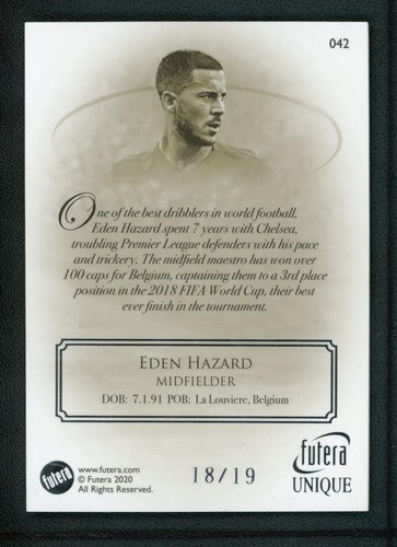 2020 EDEN HAZARD 18/19 FUTERA UNIQUE HERITAGE - Picture 2 of 2