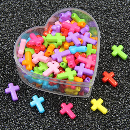 100pcs Bead For Jewelry DIY Beads Cross Design Beads Acrylic Cross - Picture 2 of 12