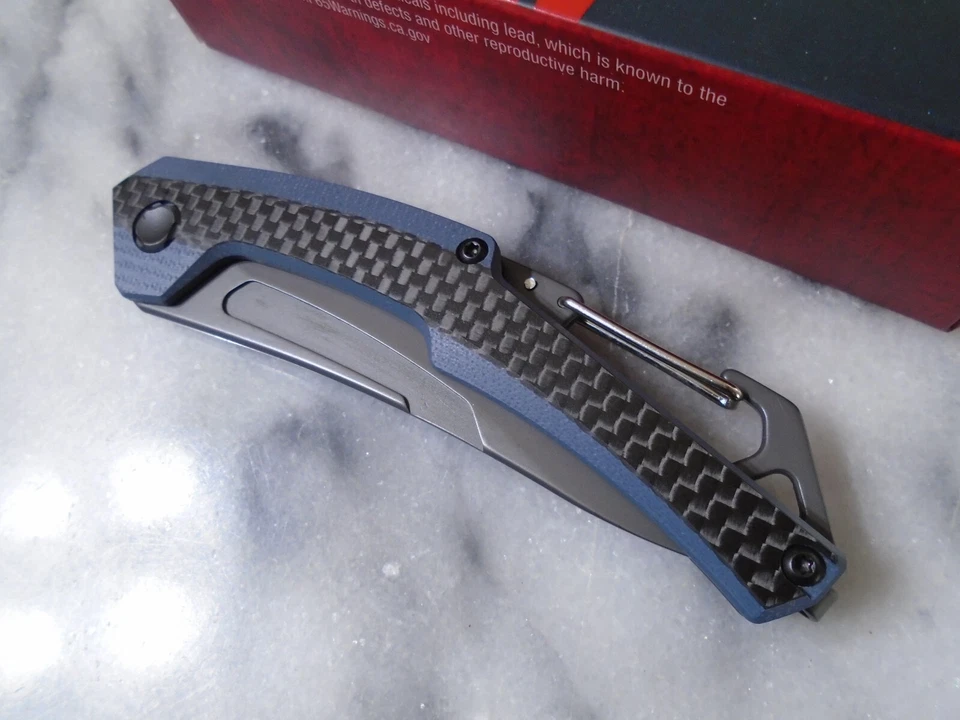 Kershaw Reverb XL Pocket Knife Carbon Fiber G10 8Cr13MoV 1225 Carabiner 7.4" OA - Image 4 of 4