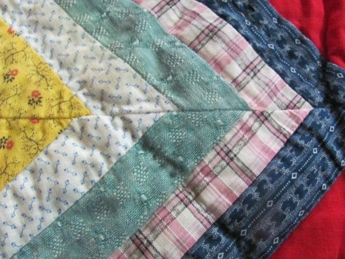 Antique dark red quilt cotton calico squares New Jersey pattern 71 x 85 inches - Picture 7 of 14