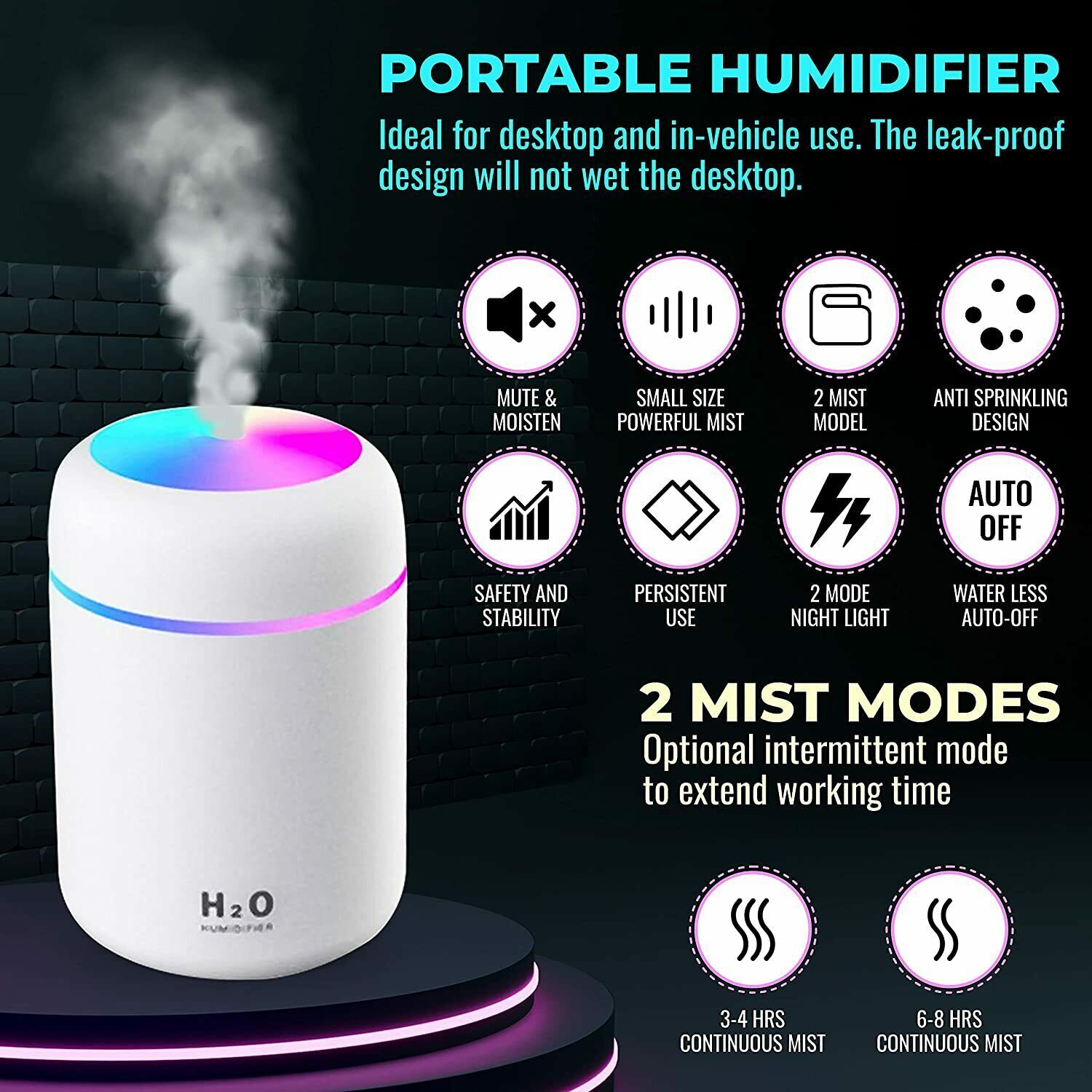 Electric Air Diffuser Humidifier Aroma Oil LED Night Light Up Home