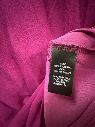 Lulus Dress Womens L Pink Magenta Short Sleeve V Neck Chiffon Lined A Line - Picture 8 of 11