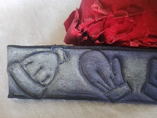 Tampon ancien sans support frise broderie collection gants bonnets n°23 - Picture 2 of 5