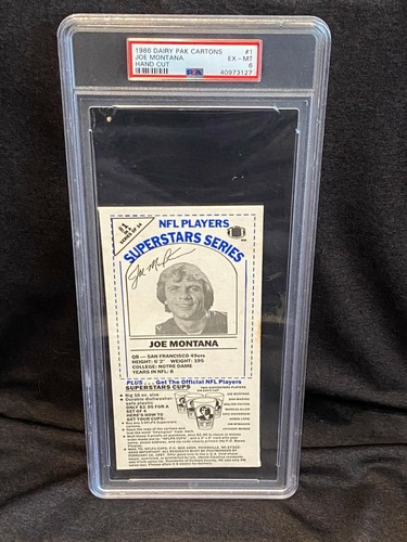 1986 Dairy Pak Cartons Panel #1 - JOE MONTANA - PSA 6 EX-MT - HAND CUT / Blue - Bild 1 von 2