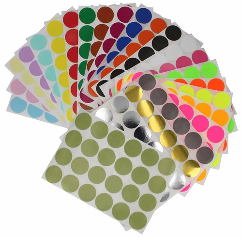 Farbige Etiketten 25 mm Markierung 1" Zoll Organisation Klebepunkte Aufkleber 576er-Packung  - Bild 1 von 11