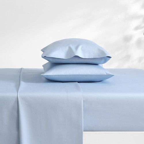 Laura Ashley Solid Cotton Blend Sheet Set King Size Deep Pocket Blue, 4-Piece - Picture 6 of 7