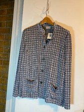 Chico's houndstooth jacquard travelers jacket NWT sz 3 l-xl black gray