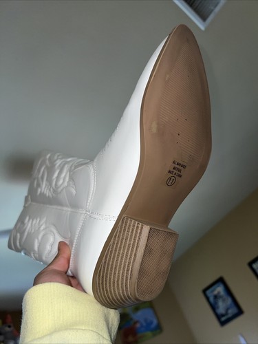 Soda Damen Cowgirl Cowboy-S Westernstiefel genäht spitz zulaufend kniehoch weiß - Bild 2 von 2