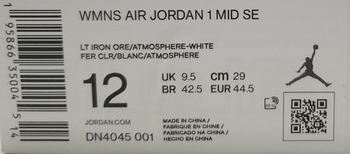 Nike Air Jordan 1 Mid SE Light Iron Ore DN4045-001 Womens Size 12 = Mens 10.5 - Picture 11 of 12