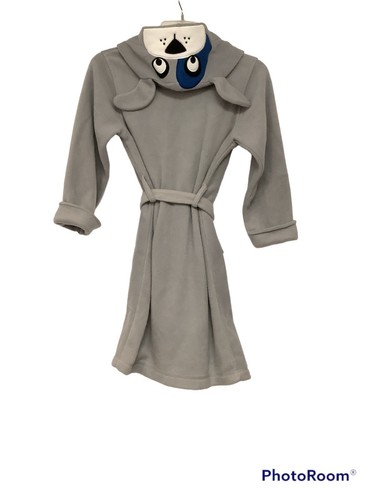 Children's Place Boys Gray Dog Hooded Fleece Robe Size 7/8 - Picture 2 of 5