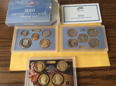14 Coin Proof Set Complete and Original in BLUE mint paper box 2010-s U.S