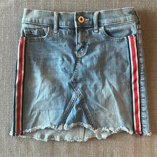 Abercrombie Kids Side Stripe Denim Jean Mini Skirt Size 9/10 - Picture 1 of 7