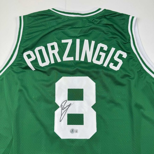 Autographed/Signed Kristaps Porzingis Boston Green Basketball Jersey JSA COA - Picture 2 of 4