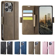 For iPhone 16 Pro Max 15 14 13 12 11 Men's Flip Stand Leather Wallet Card Case