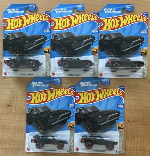 2022 Hot Wheels BAJA BLAZERS 9/10 '70 DODGE CHARGER 129/250, Lot Of 5 Black