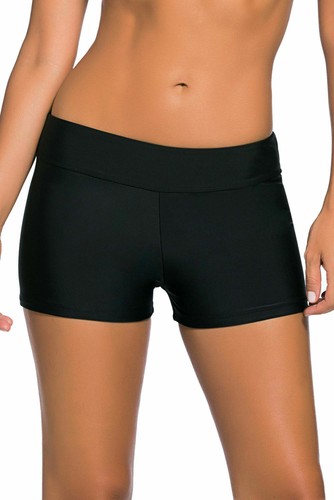 Women's Slim Fit Wide Waistband Swim Shorts Trunks Beach Swimwear